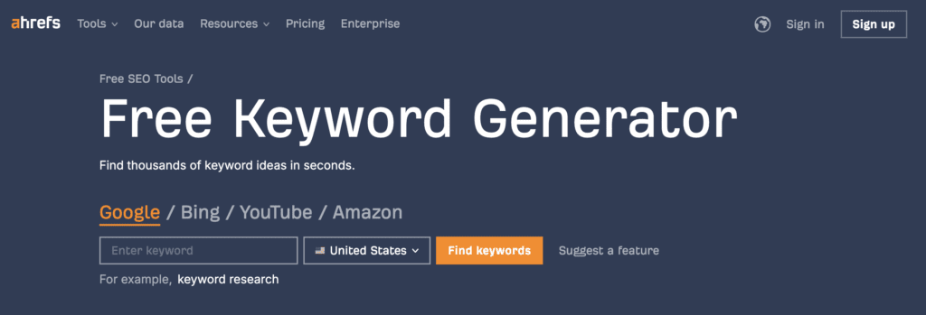 Ahrefs Keyword generator